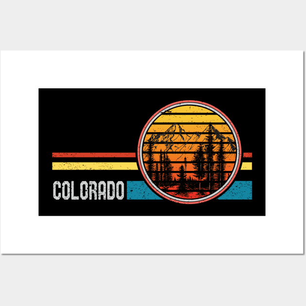 Retro Vintage Colorado 70s 80s Style Mountain Sunset Wall Art by mrsmitful01